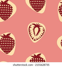 Seamless pattern with strawberries random illustration allover design vector digital image for textile printing factory.