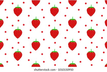 Seamless pattern with strawberries and red color dot. Perfect for wallpapers, pattern fills, web page backgrounds