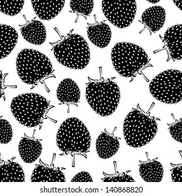 Seamless pattern with strawberries silhouette