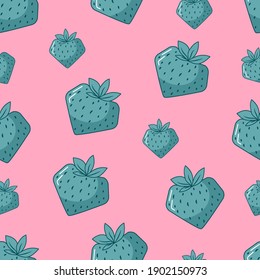 seamless pattern with strawberries. Summer background. Vector illustration. Print for children's design. Scandinavian style, ornament for textiles