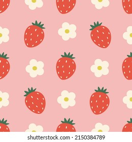 Seamless pattern of strawberries. Summer berries. Vector illustration for design or print