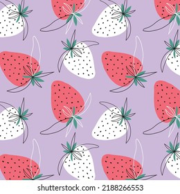 Seamless pattern with strawberries. Textile design with strawberry fruit illustration.