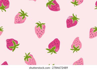 Seamless pattern with strawberries and texture. A set of summer berries. Vector illustration for decoration, packaging, stickers or textile prints.