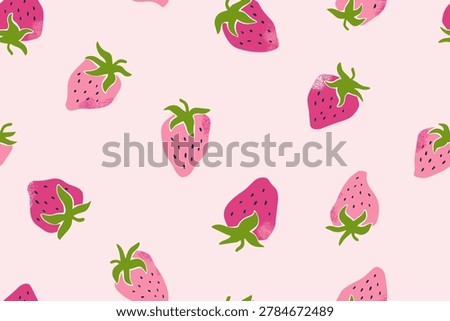 Seamless pattern with strawberries and texture. A set of summer berries. Vector illustration for decoration, packaging, stickers or textile prints.