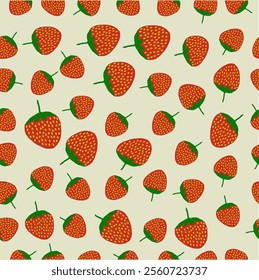 Seamless pattern with strawberries theme on a yellow background
