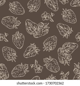 Seamless pattern with strawberries. Vector hand drawn illustration