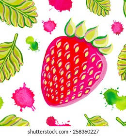 Seamless pattern with strawberries. Vector illustration.
