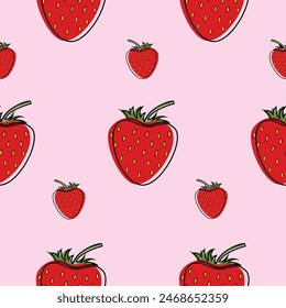 Seamless pattern with strawberries. Vector repeating texture. Perfect for printing on fabric or paper.