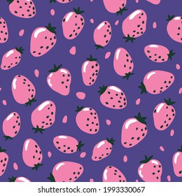 Patrón sin foco con fresas, muy simple y lindo