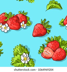 Seamless pattern with strawberry 