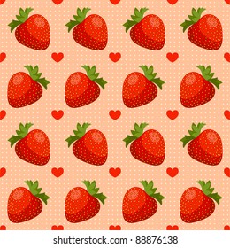 Seamless pattern with strawberry