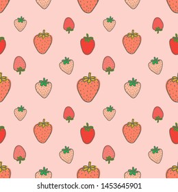 Seamless pattern with strawberry background. Vector illustrations for gift wrap design.