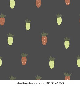 Patrón sin inconvenientes Fresa Berries Berries Diseño de fondo negro Ilustración vectorial
