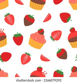 Ilustración vectorial del cupcakes de fresa sin inconvenientes	