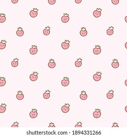 Patrón transparente con diseño de fresa en fondo rosa claro