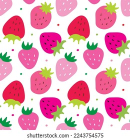 Seamless Pattern with Strawberry Design on White Background