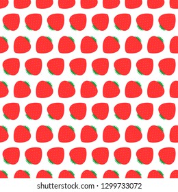 Seamless pattern with strawberry. Design for textile, wallpaper, fabric, scrap paper. Vector repeat ornament on white blue background