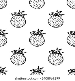 Seamless pattern with strawberry doodle for decorative print, wrapping paper, greeting cards, wallpaper and fabric