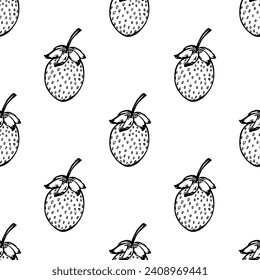 Seamless pattern with strawberry doodle for decorative print, wrapping paper, greeting cards, wallpaper and fabric