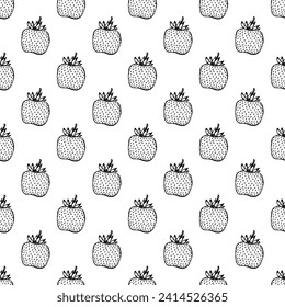 Seamless pattern with strawberry doodle for decorative print, wrapping paper, greeting cards, wallpaper and fabric