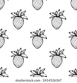 Seamless pattern with strawberry doodle for decorative print, wrapping paper, greeting cards, wallpaper and fabric
