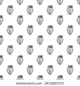 Patrón sin soldadura con doodle de fresa para impresión decorativa, papel de envoltura, tarjetas de felicitación, papel de pared y tela