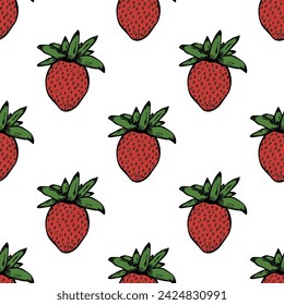 Seamless pattern with strawberry doodle for decorative print, wrapping paper, greeting cards, wallpaper and fabric