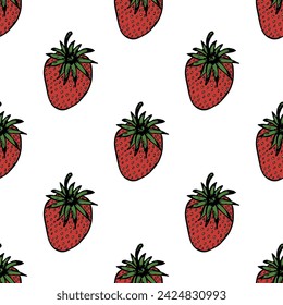 Seamless pattern with strawberry doodle for decorative print, wrapping paper, greeting cards, wallpaper and fabric