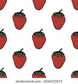 Seamless pattern with strawberry doodle for decorative print, wrapping paper, greeting cards, wallpaper and fabric