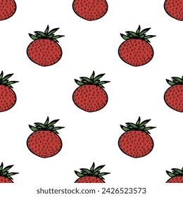 Seamless pattern with strawberry doodle for decorative print, wrapping paper, greeting cards, wallpaper and fabric
