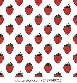 Seamless pattern with strawberry doodle for decorative print, wrapping paper, greeting cards, wallpaper and fabric