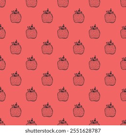 Seamless pattern with strawberry doodle for decorative print, wrapping paper, greeting cards, wallpaper and fabric