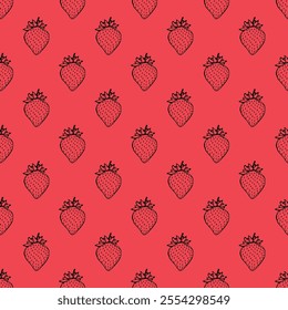 Seamless pattern with strawberry doodle for decorative print, wrapping paper, greeting cards, wallpaper and fabric