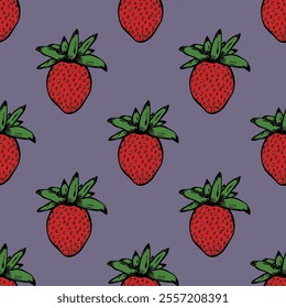 Seamless pattern with strawberry doodle for decorative print, wrapping paper, greeting cards, wallpaper and fabric