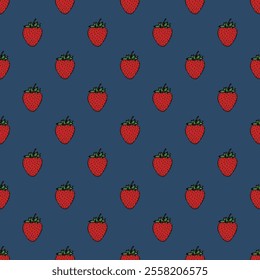 Seamless pattern with strawberry doodle for decorative print, wrapping paper, greeting cards, wallpaper and fabric