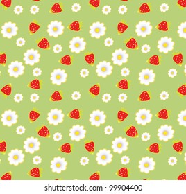 seamless pattern with strawberry and flower,