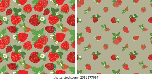 seamless pattern strawberry fresh and organic delicious fruity flavors.