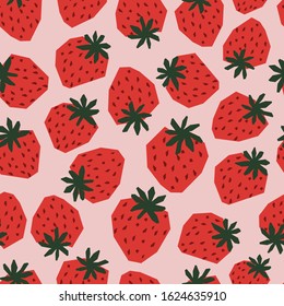 seamless pattern strawberry fruit with light pink background