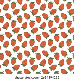 Seamless pattern with a strawberry fruit. Repeating background of a red sweet berry.