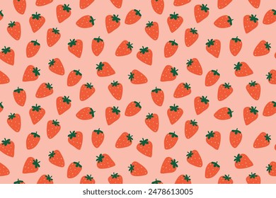 seamless pattern with strawberry fruits, perfect for summer-themed apparel, home decor, packaging, stationery items and and greeting cards- vector illustration
