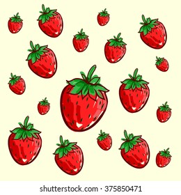 Seamless pattern of Strawberry fruits. Vector illustration.