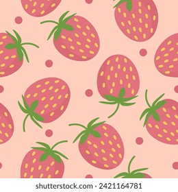 seamless pattern with strawberry hand drawn summer fruit in modern vector illustration design for Textiles, printed materials, fabric, carpets, book covers, backgrounds, wallpaper