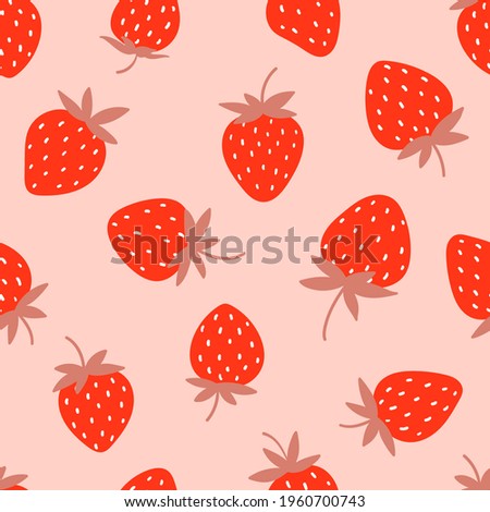 Seamless pattern with strawberry. Hand drawn vector illustration. Texture for print, textile, packaging. 