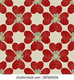 seamless pattern with strawberry hearts