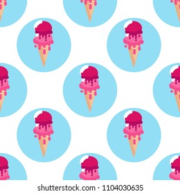 The seamless pattern strawberry ice cream vector file with the swatches.
