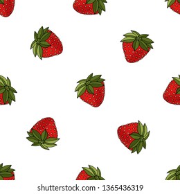 Seamless pattern with strawberry isolated on white vector realistic illustration. Seamless with strawberry.