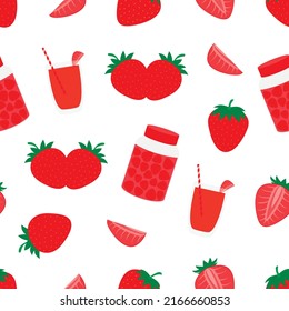 Seamless pattern strawberry jam cocktail vector illustration	