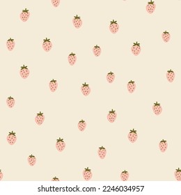 Patrón sin inconvenientes con fresa sobre fondo de color. Sabrosa fruta fresca fresca y fresca. Ilustración vectorial para impresión, tela, textil, banner, otro diseño. Concepto de alimentación