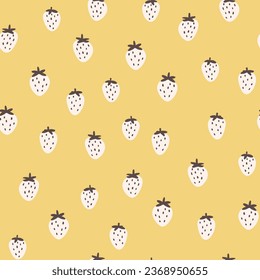 Nahtloses Muster mit Erdbeeren auf Farbhintergrund. Natürliche leckere frische, reife Früchte. Vektorgrafik für Druck, Gewebe, Textilien, Banner, anderes Design. Lebensmittelkonzept