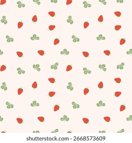 Nahtloses Muster mit Erdbeere auf farbigem Hintergrund. Natürliche leckere frische reife leckere Früchte. Vektorgrafik für Druck, Stoff, Textil, Banner, sonstiges Design. Lebensmittelkonzept.